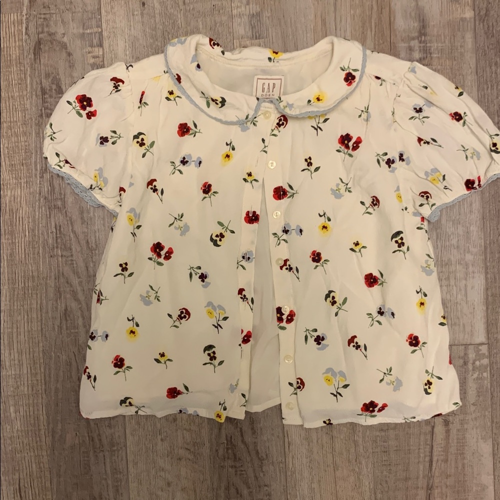 GAP X DOEN Floral Button Down Blouse Kids Size L